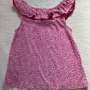 Mini Boden flowery ruffle top in pink girls 8